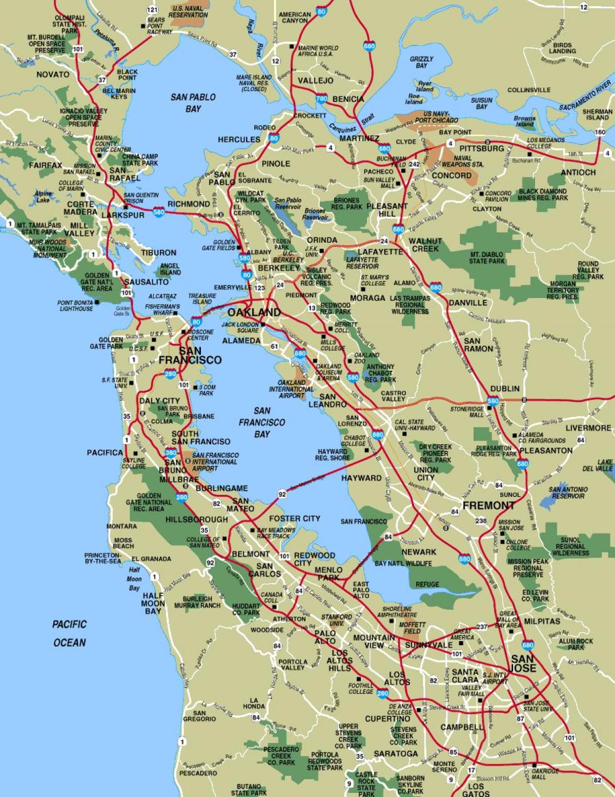 Peta yang lebih besar San Francisco kawasan