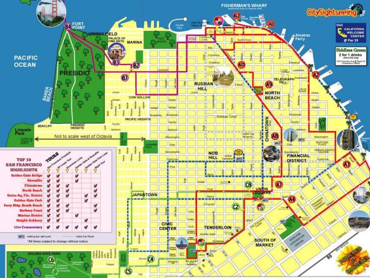 Peta bandar bersiar-siar San Francisco laluan