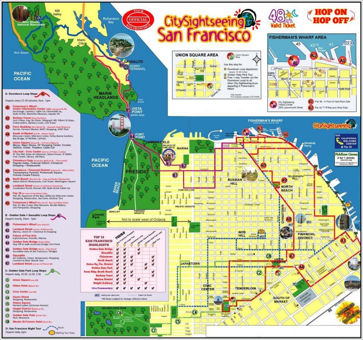 bandar bersiar-siar San Francisco tour peta
