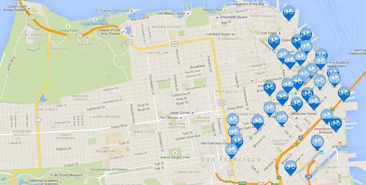 Peta San Francisco basikal berkongsi