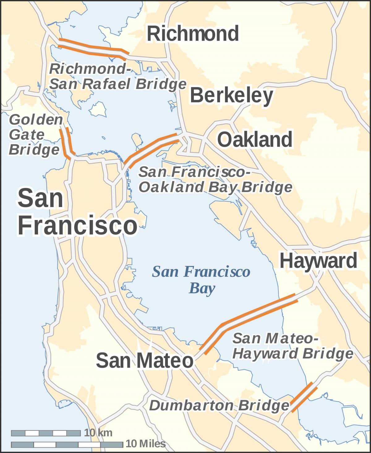 Peta jambatan bay area