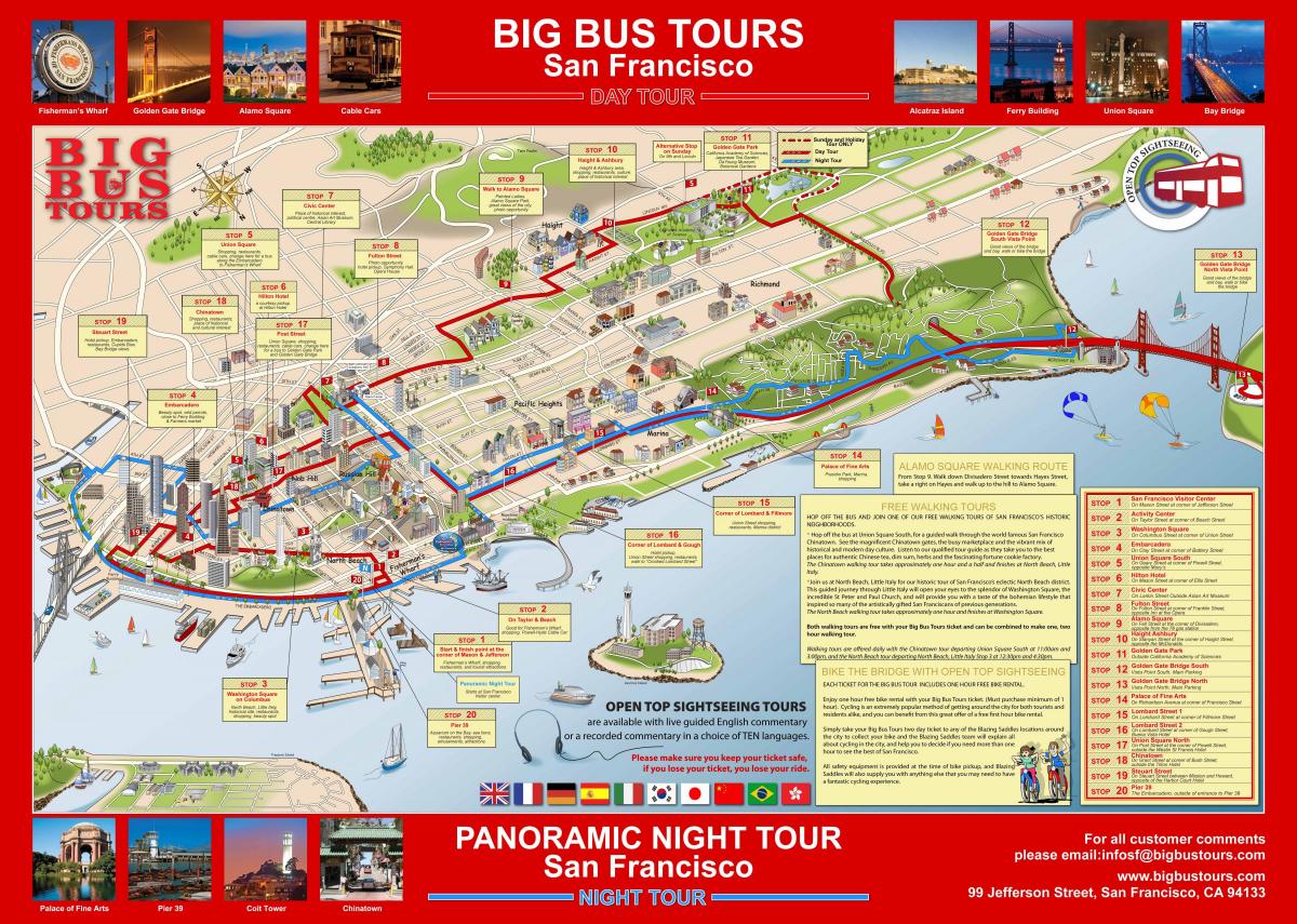merah besar bas San Francisco peta
