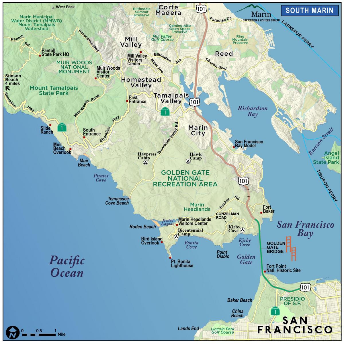 Peta hutan redwood San Francisco