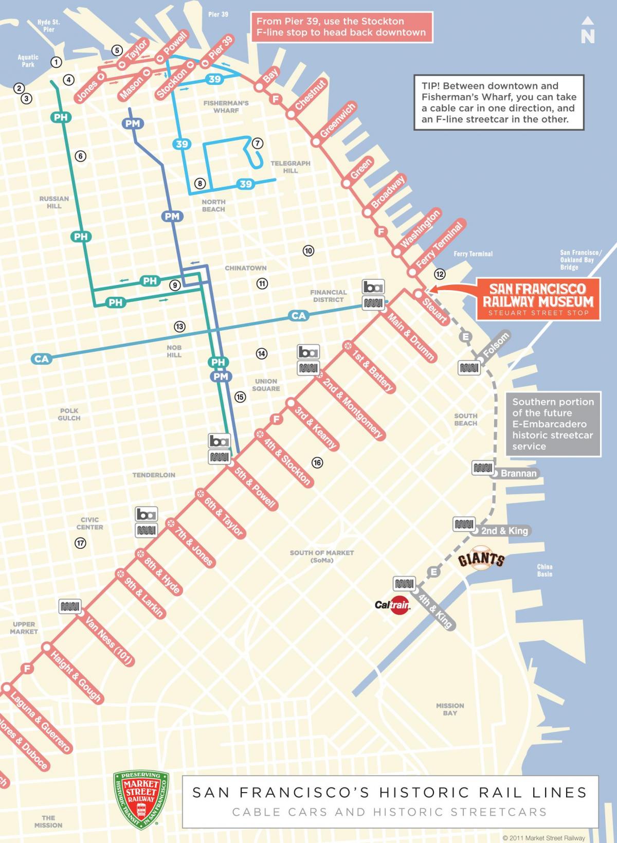 Peta kereta kabel laluan San Francisco ca