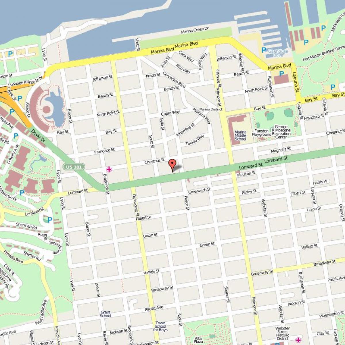 Peta jalan lombard San Francisco
