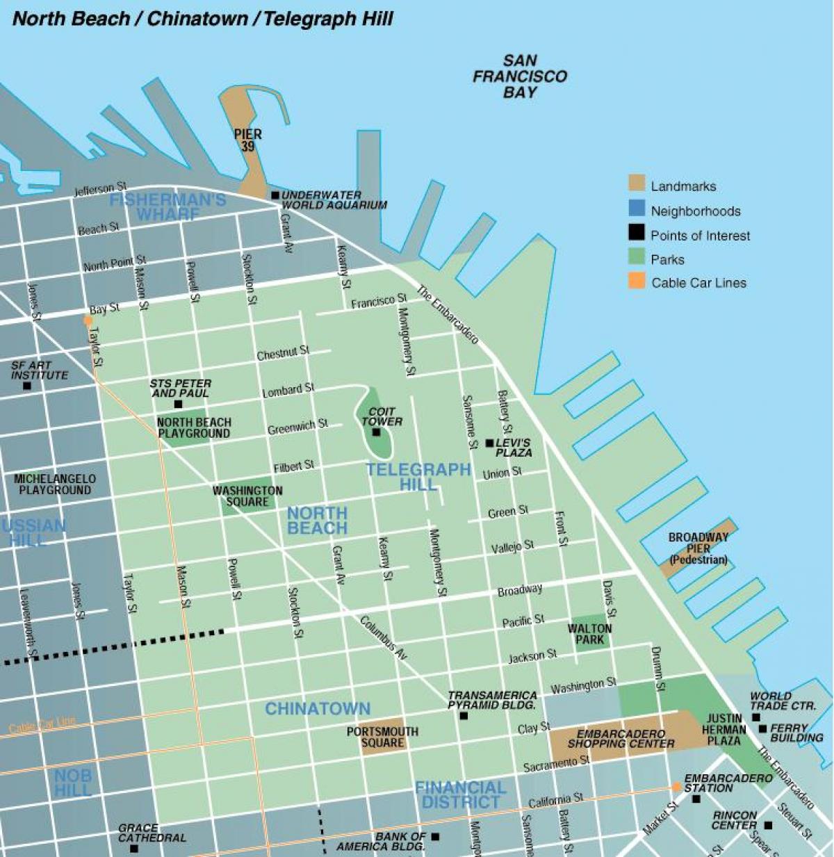 Peta utara pantai San Francisco