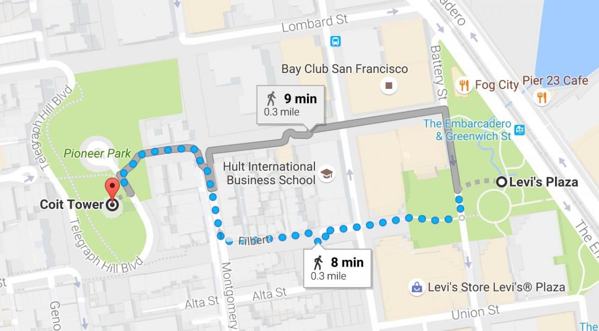 Peta San Francisco diri dipandu tur berjalan