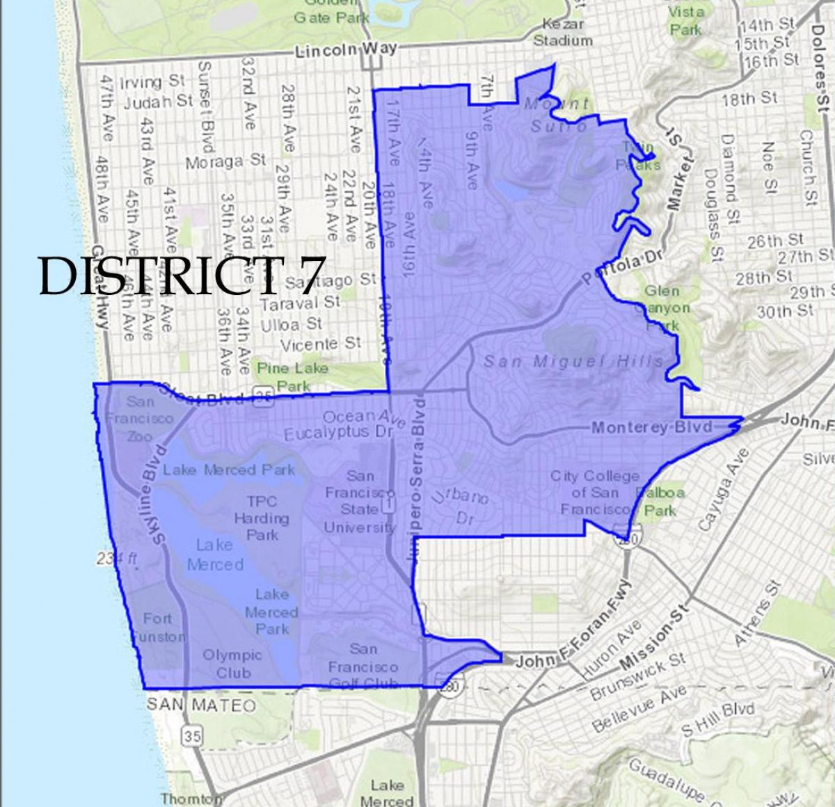 Peta San Francisco district 7 