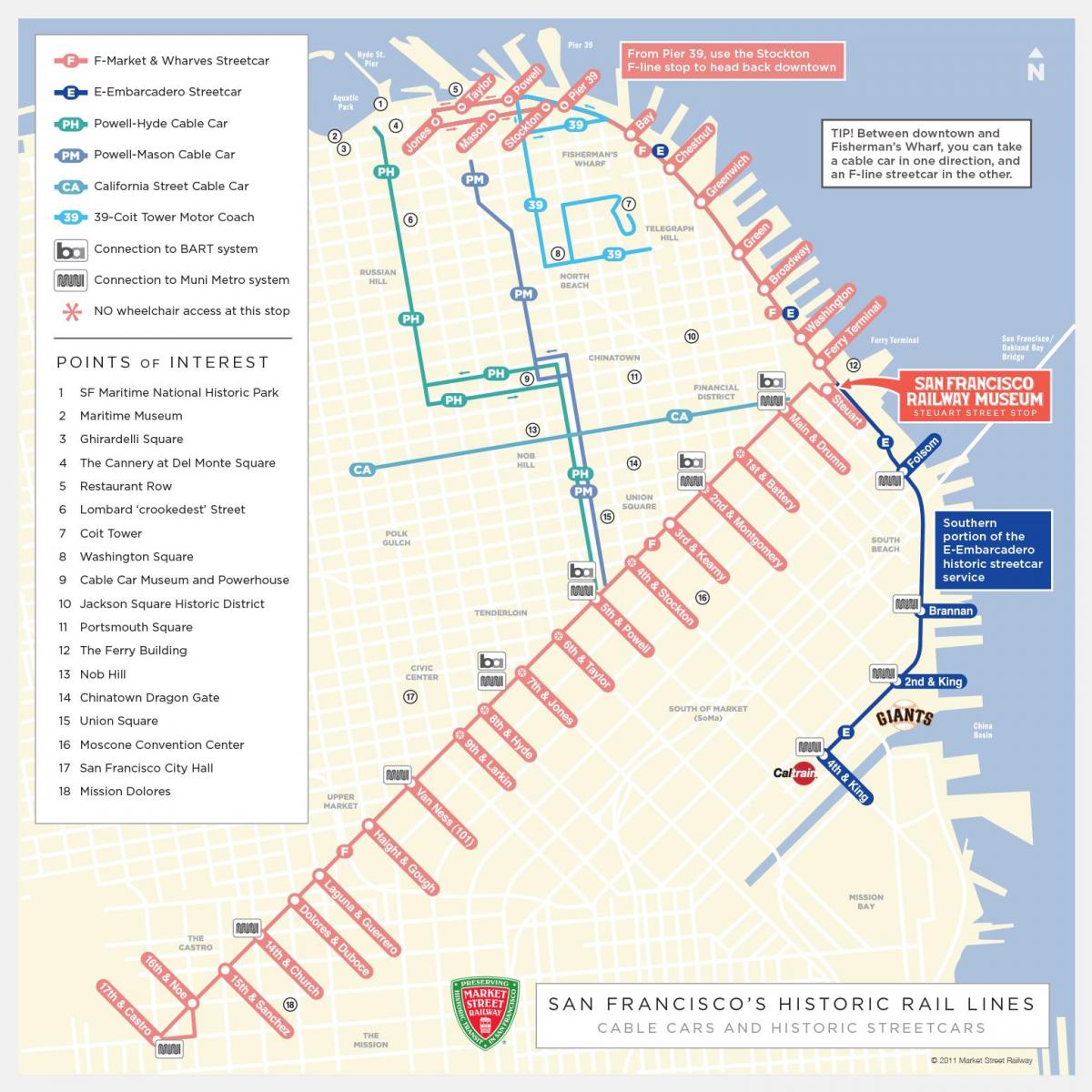 San Francisco kabel kereta di jadual peta