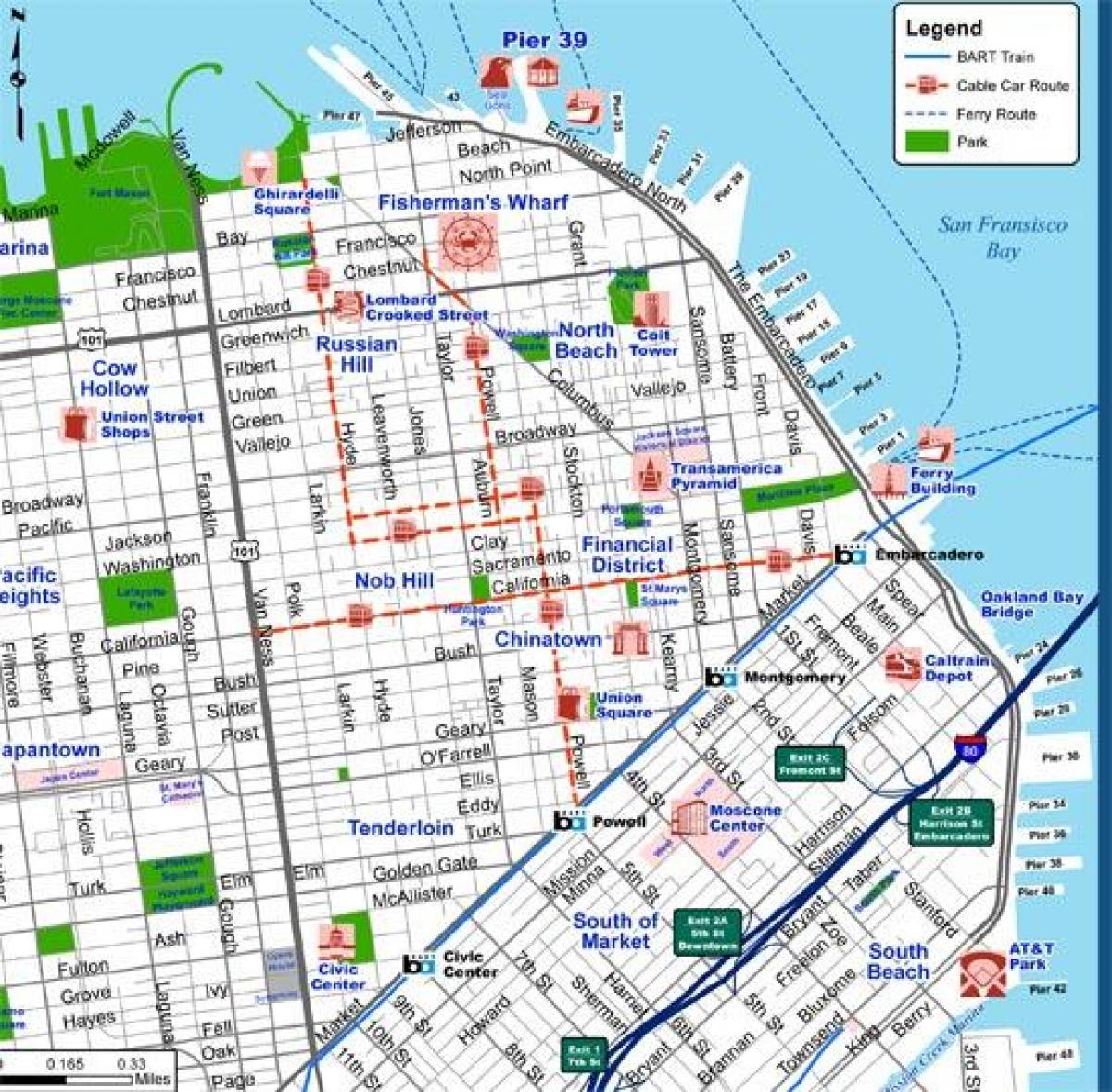 San Francisco peta bandar pelancong