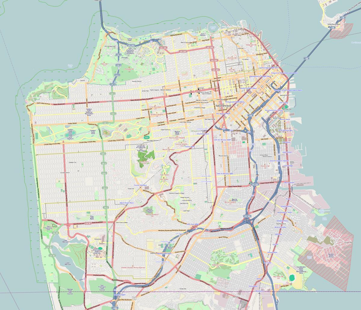 Peta San Francisco garis