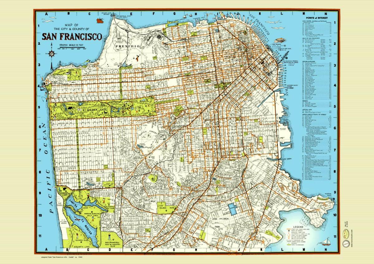 Peta San Francisco jalan poster