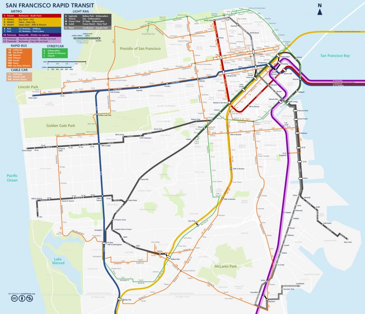 San Fransisco awam peta pengangkutan