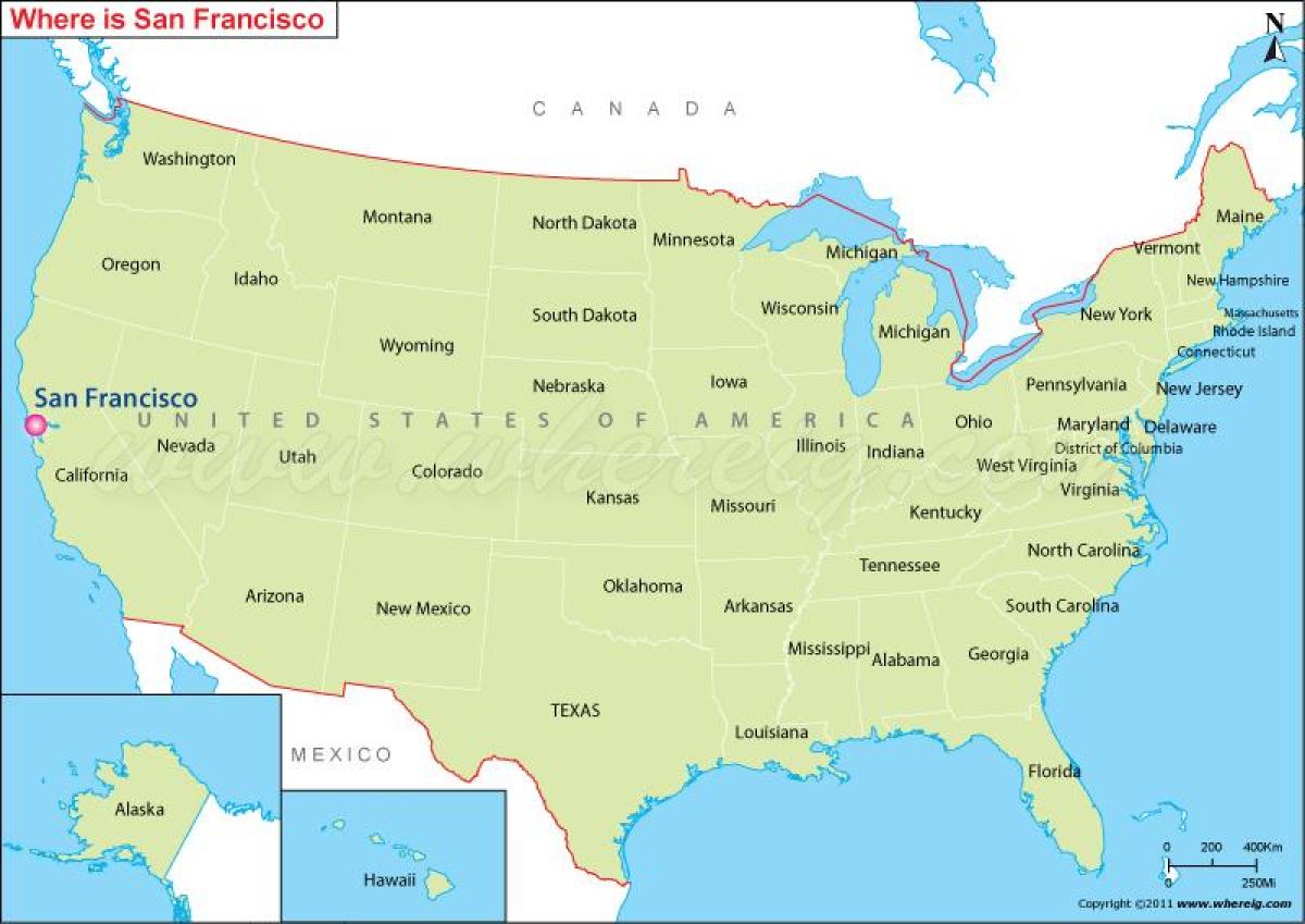 peta San Francisco, california amerika syarikat