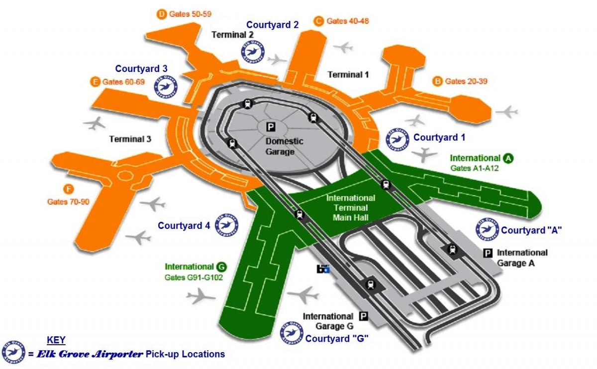SFO international terminal ketibaan peta