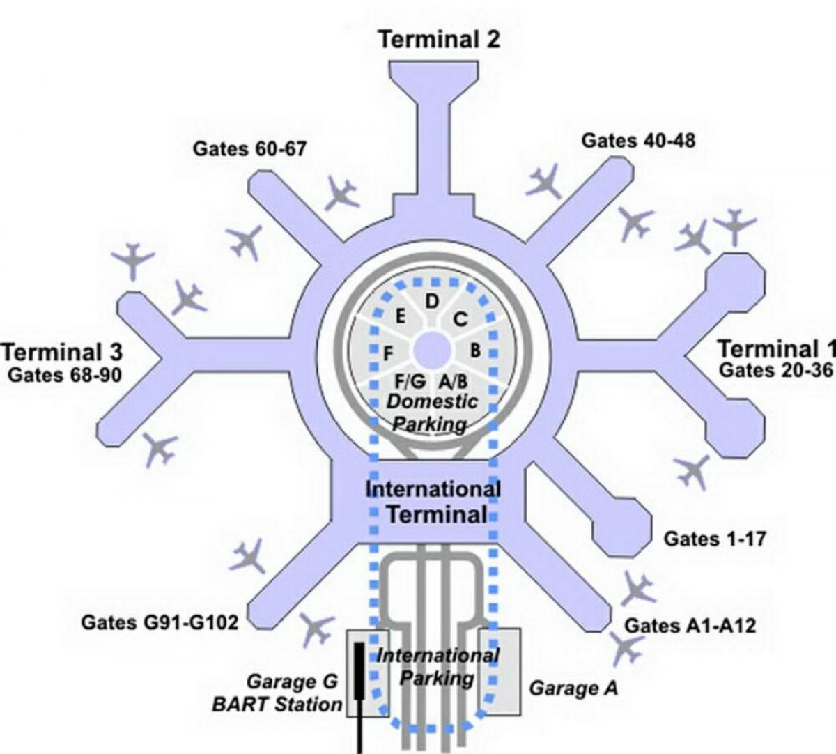 Peta SFO terminal g